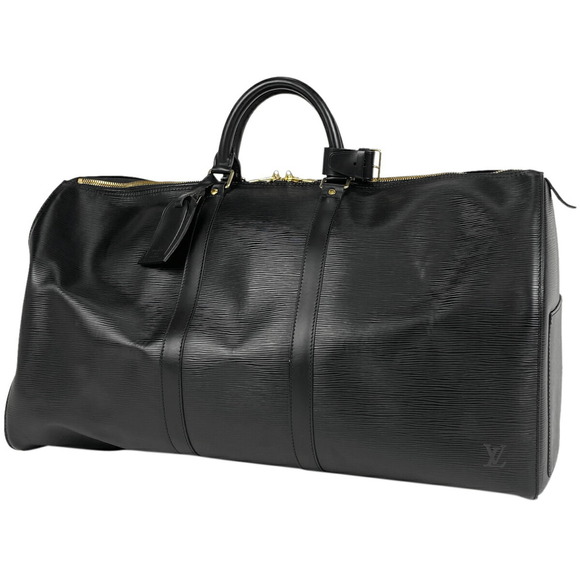 Louis Vuitton Keepall Handbag Boston Bag Epi Noir Black